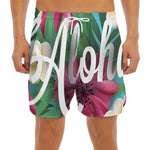 Tropical Flower Aloha Print Men's Split Running Shorts