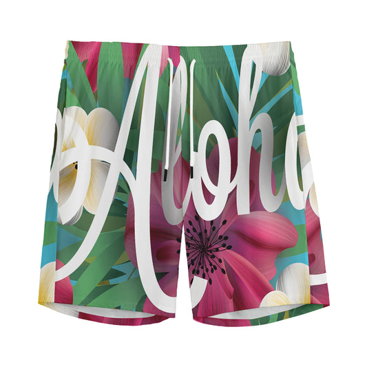 Tropical Flower Aloha Print Men's Sports Shorts