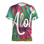 Tropical Flower Aloha Print Men's Sports T-Shirt