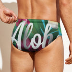 Tropical Flower Aloha Print Men's Swim Briefs