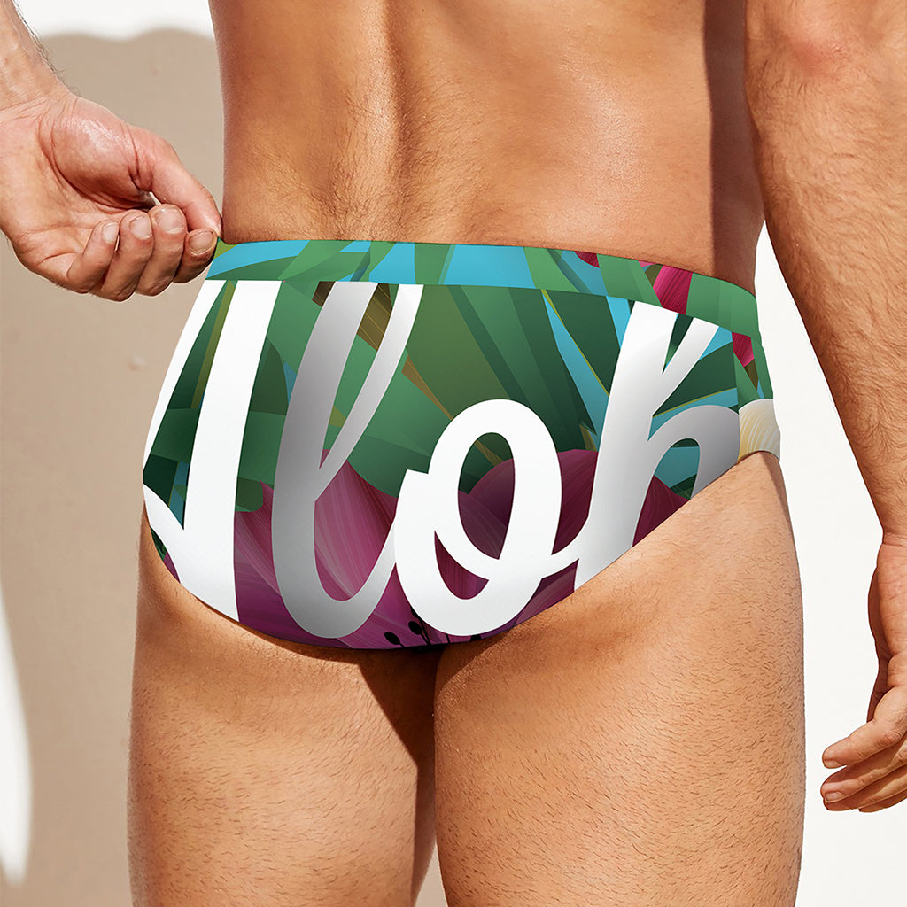 Tropical Flower Aloha Print Men's Swim Briefs