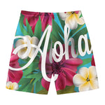 Tropical Flower Aloha Print Men's Swim Trunks