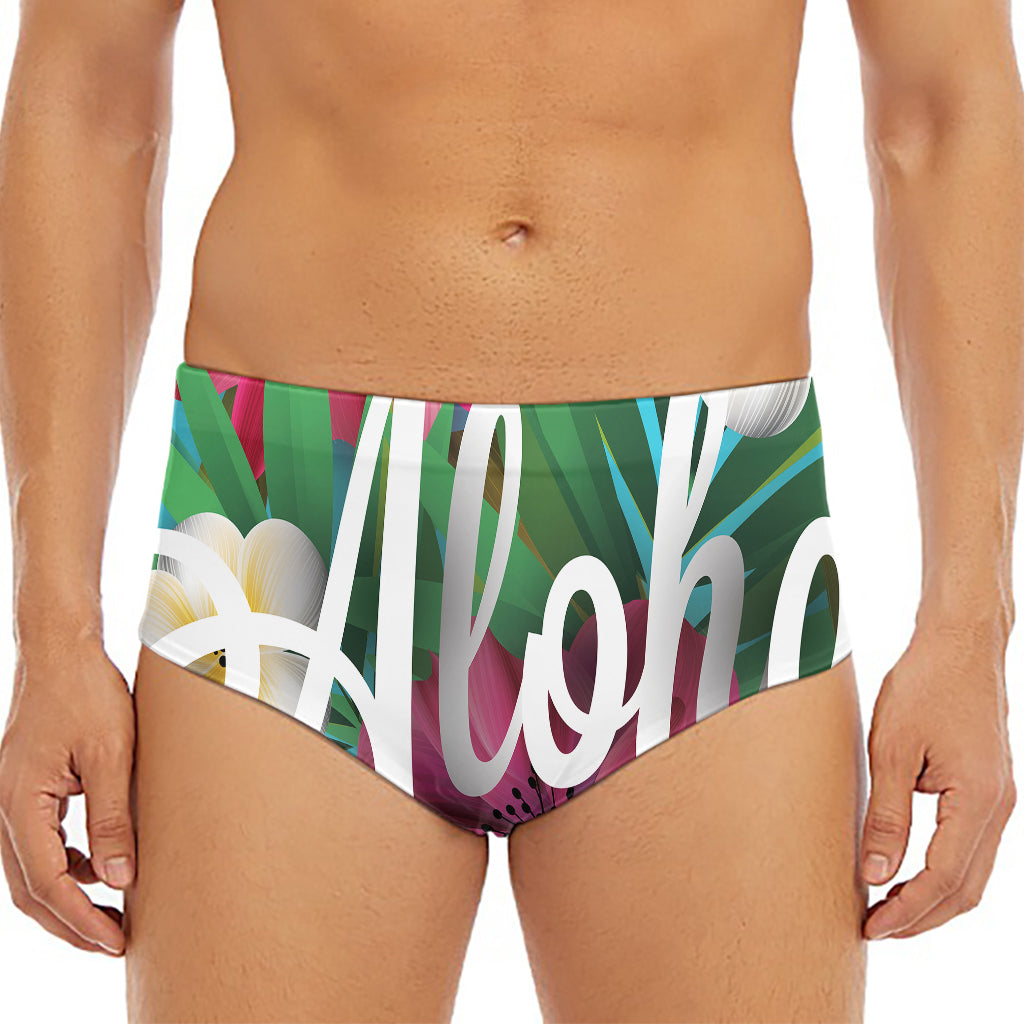 Tropical Flower Aloha Print Men's Triangle Swim Briefs
