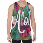 Tropical Flower Aloha Print Men's Velvet Tank Top
