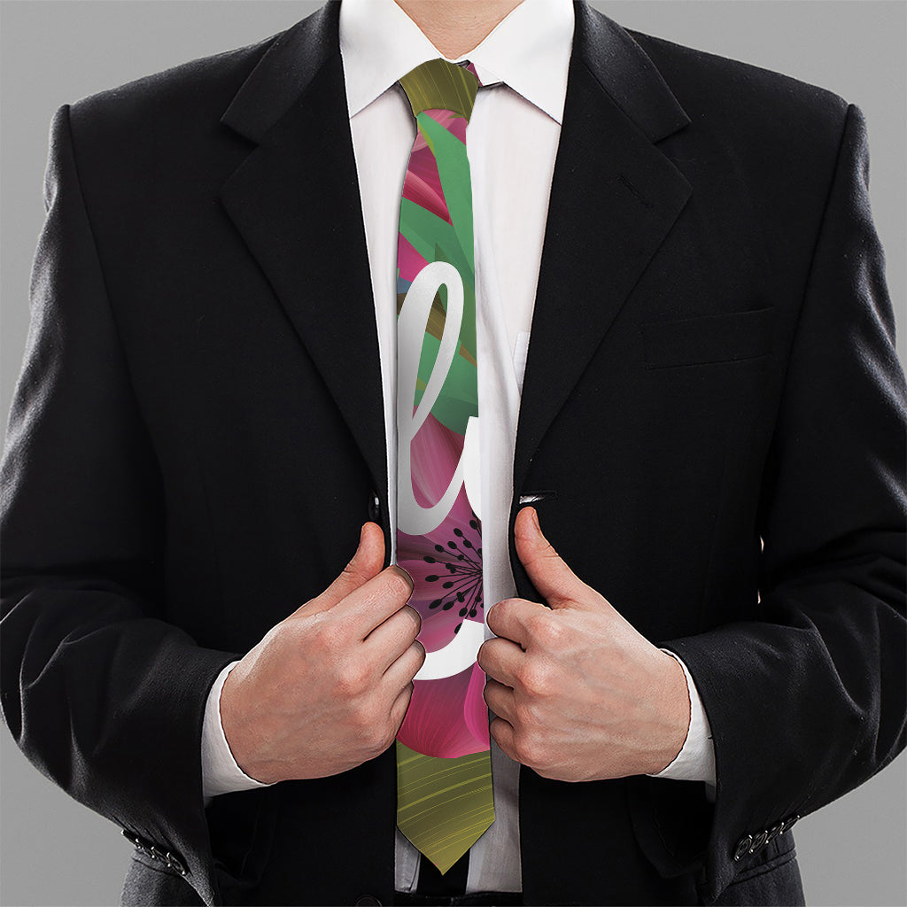 Tropical Flower Aloha Print Necktie