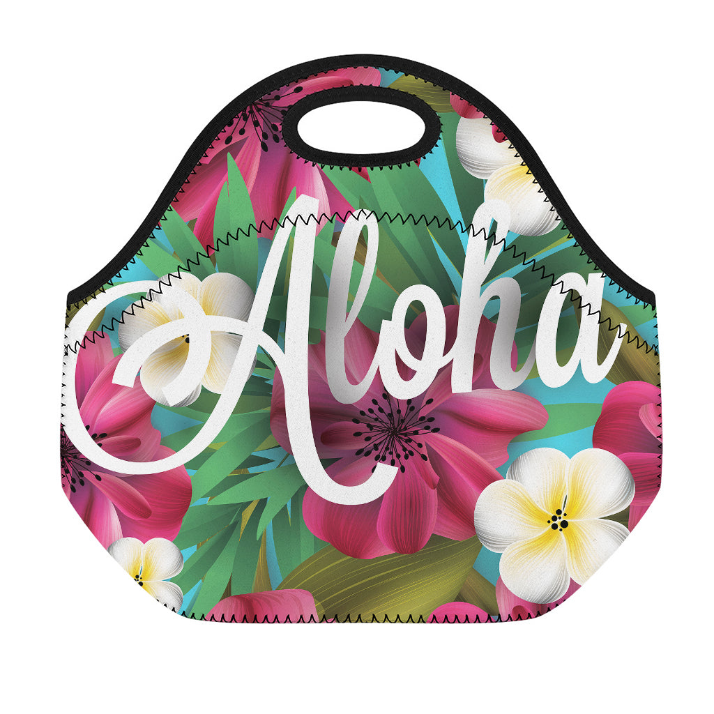 Tropical Flower Aloha Print Neoprene Lunch Bag
