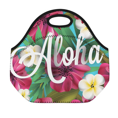 Tropical Flower Aloha Print Neoprene Lunch Bag