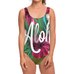 Tropical Flower Aloha Print One Piece Swimsuit