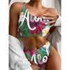 Tropical Flower Aloha Print One Shoulder Bikini Top