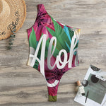 Tropical Flower Aloha Print One Shoulder Bodysuit