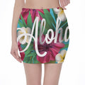 Tropical Flower Aloha Print Pencil Mini Skirt
