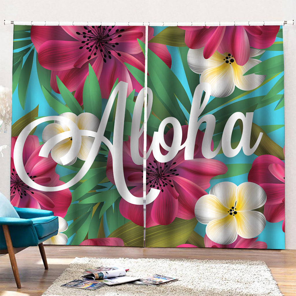 Tropical Flower Aloha Print Pencil Pleat Curtains