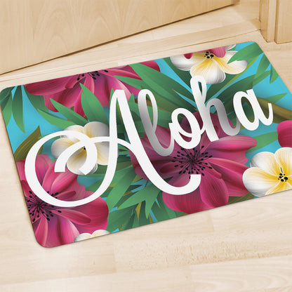 Tropical Flower Aloha Print Polyester Doormat
