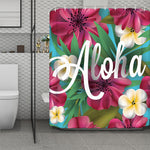 Tropical Flower Aloha Print Polyester Shower Curtain