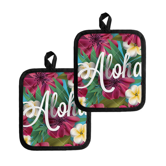 Tropical Flower Aloha Print Pot Holders