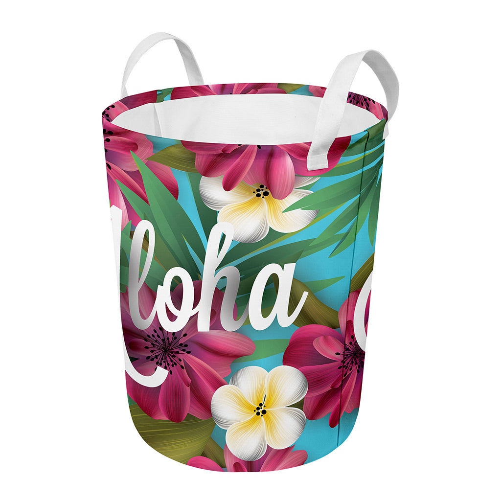 Tropical Flower Aloha Print Round Laundry Basket