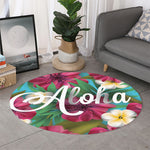 Tropical Flower Aloha Print Round Rug