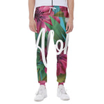 Tropical Flower Aloha Print Scuba Joggers