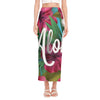 Tropical Flower Aloha Print Side Slit Maxi Skirt