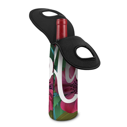 Tropical Flower Aloha Print Single Neoprene Wine Tote