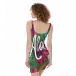 Tropical Flower Aloha Print Sleeveless Bodycon Dress