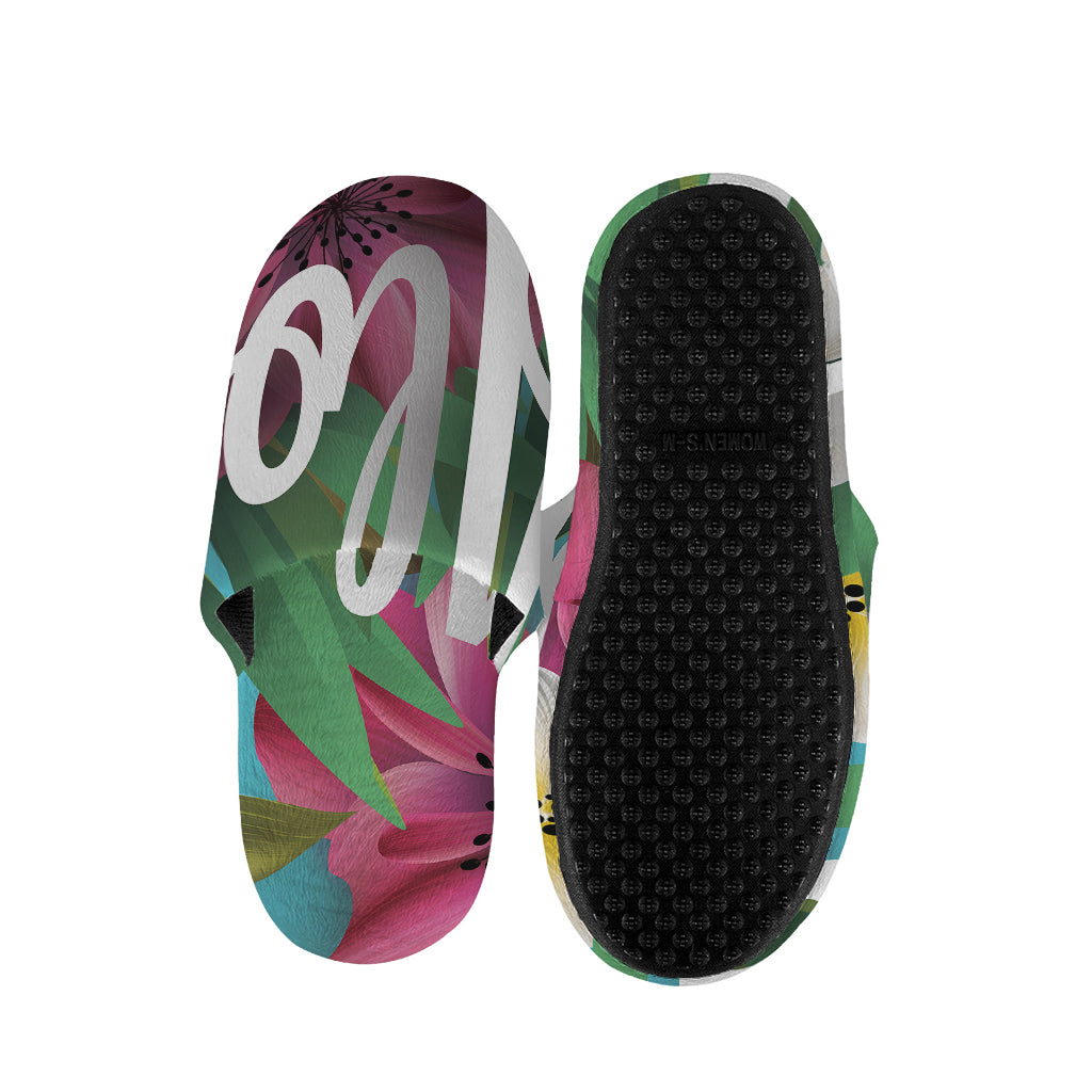 Tropical Flower Aloha Print Slippers