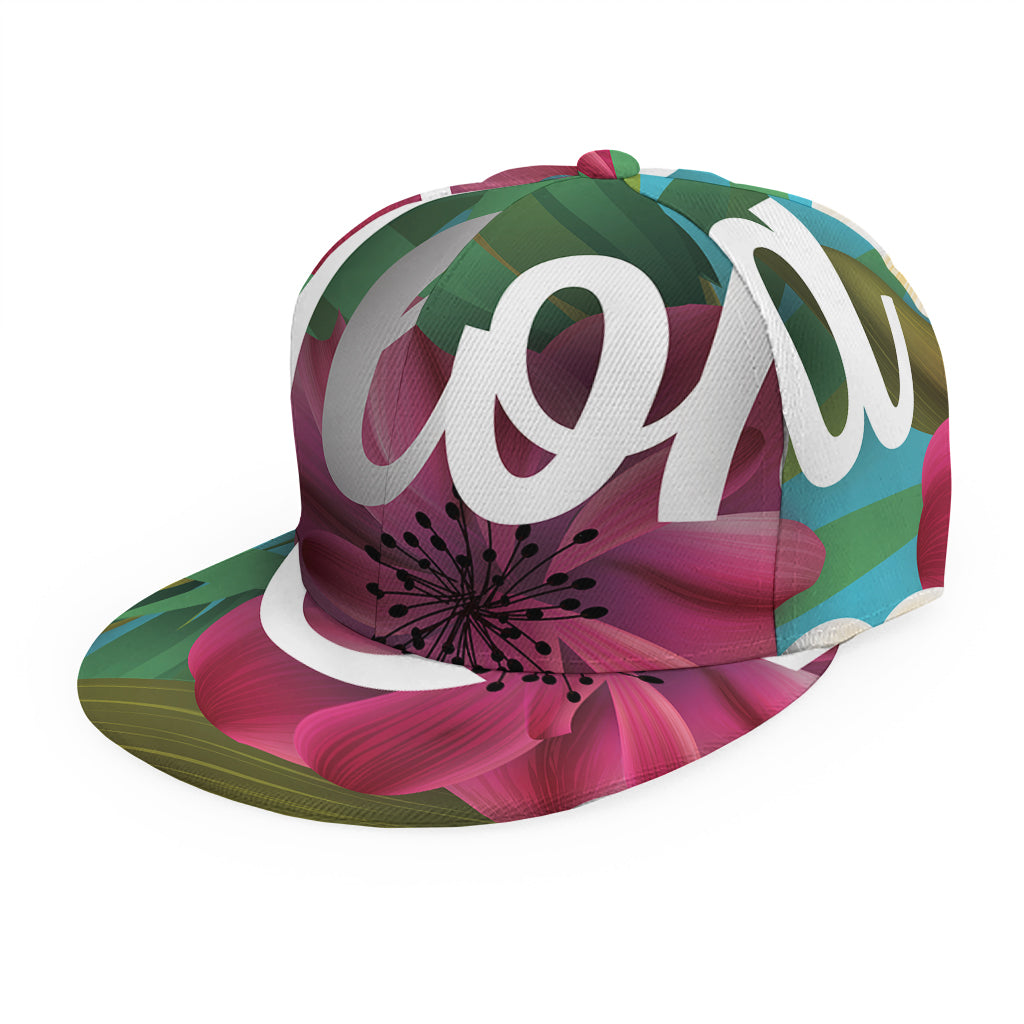 Tropical Flower Aloha Print Snapback Cap