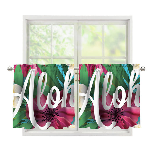 Tropical Flower Aloha Print Tier Curtains