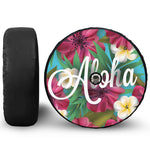 Tropical Flower Aloha Print Tire Cover With Camera Hole
