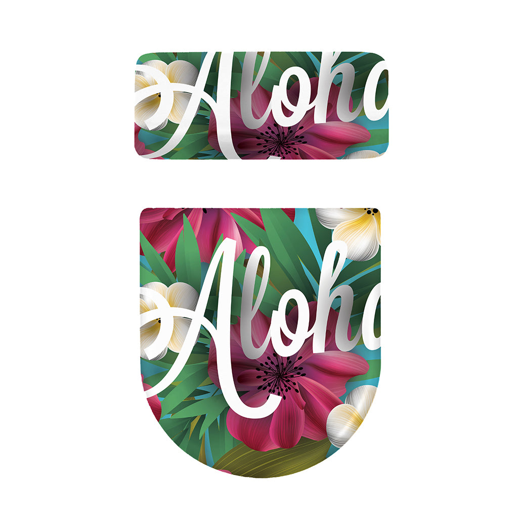 Tropical Flower Aloha Print Toilet Lid And Tank Cover Set