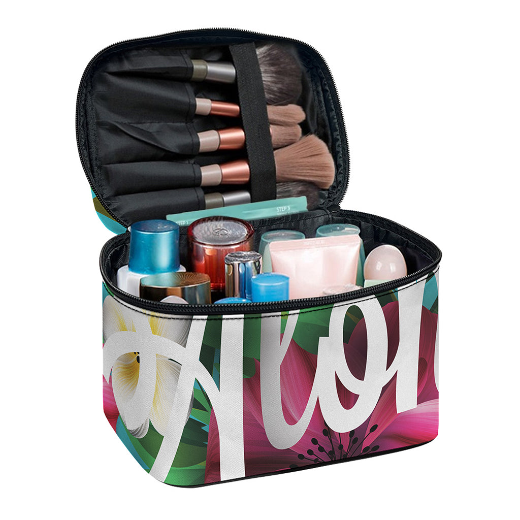 Tropical Flower Aloha Print Travel Makeup Bag