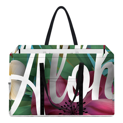 Tropical Flower Aloha Print Utility Tote Bag