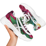 Tropical Flower Aloha Print White Chunky Shoes