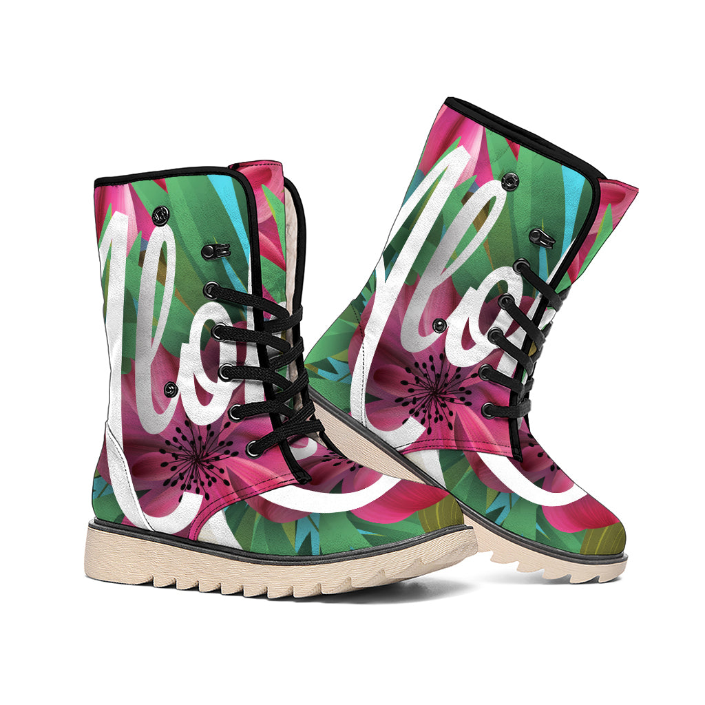 Tropical Flower Aloha Print Winter Boots