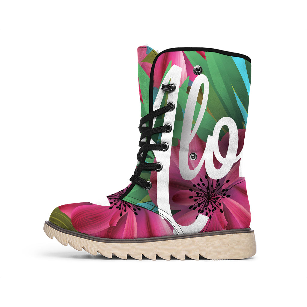 Tropical Flower Aloha Print Winter Boots