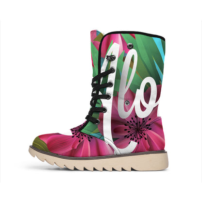 Tropical Flower Aloha Print Winter Boots