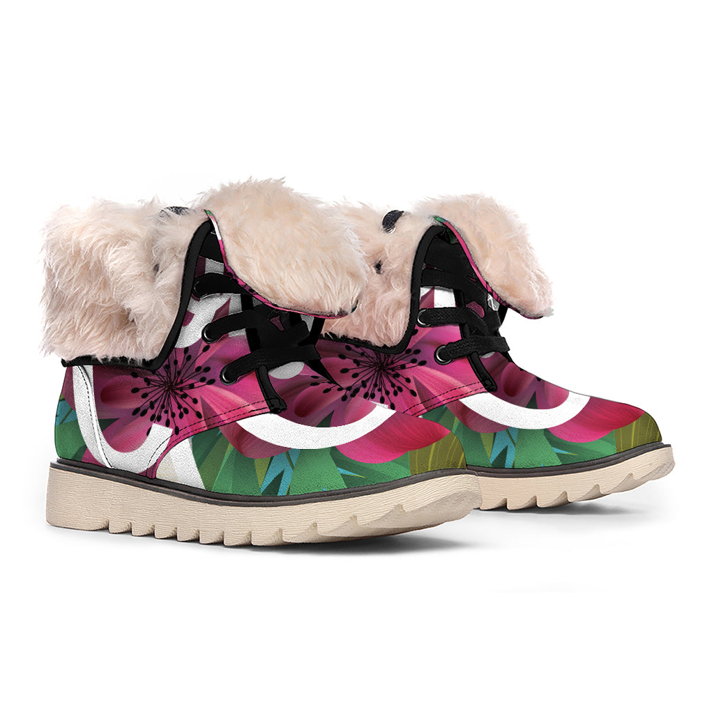Tropical Flower Aloha Print Winter Boots