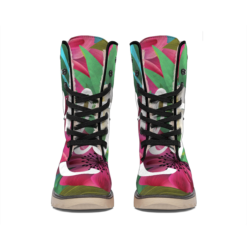 Tropical Flower Aloha Print Winter Boots