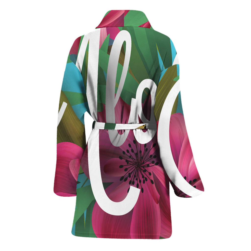 Tropical Flower Aloha Print Women's Bathrobe