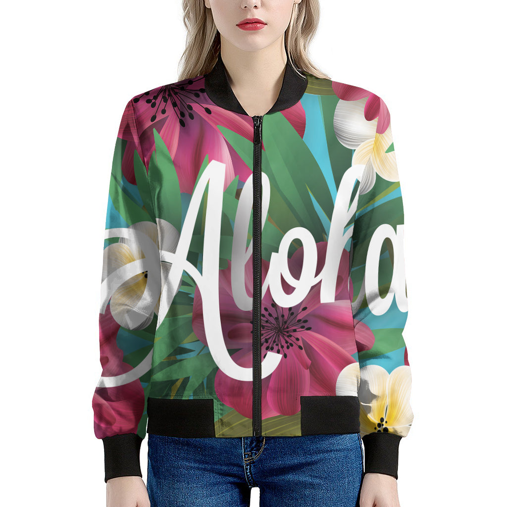 Tropical Flower Aloha Print Women's Bomber Jacket