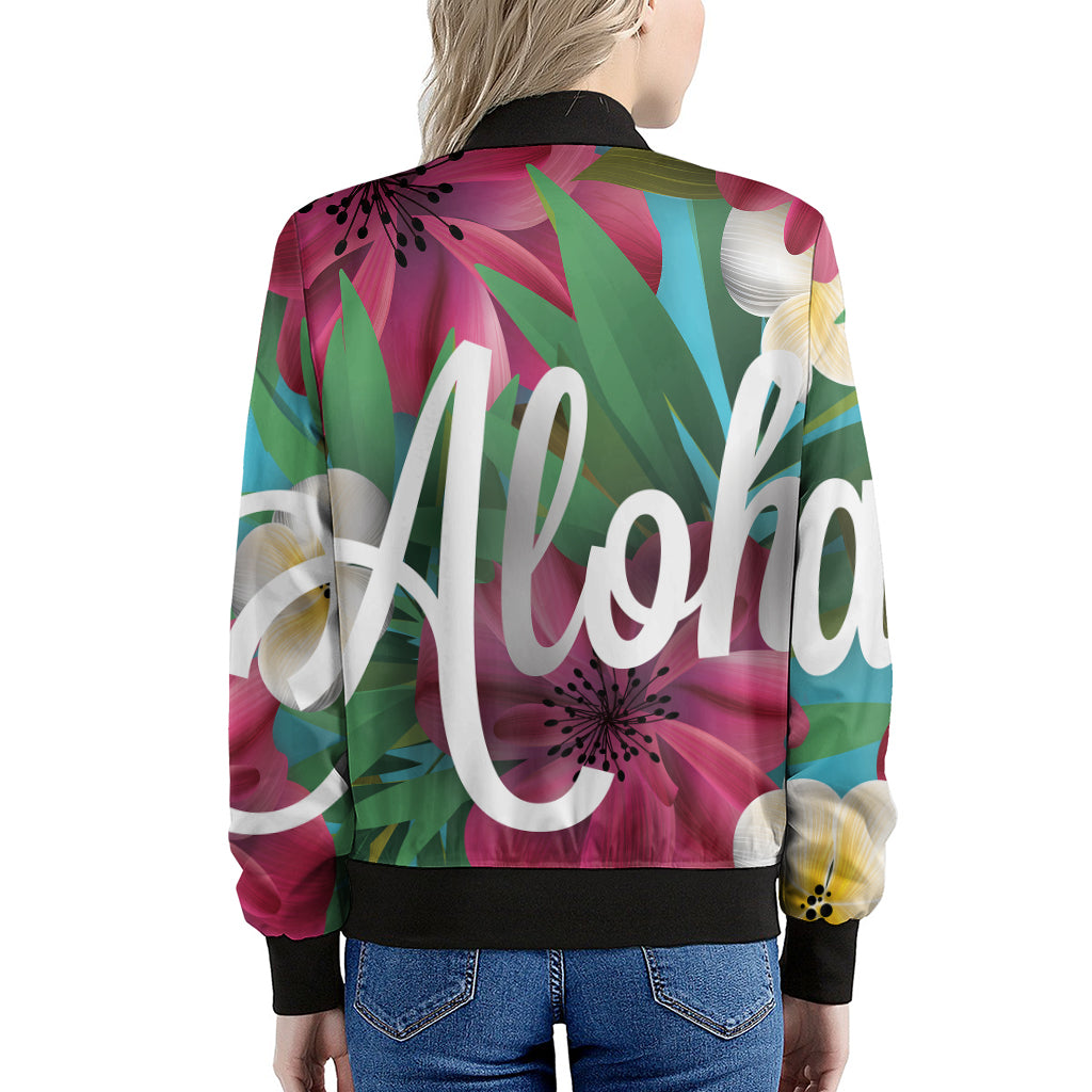 Tropical Flower Aloha Print Women's Bomber Jacket