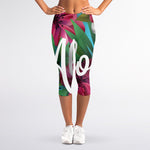 Tropical Flower Aloha Print Women's Capri Leggings
