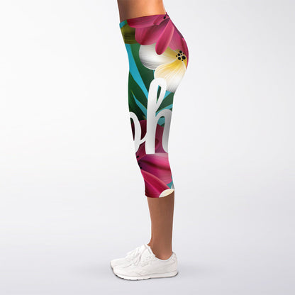 Tropical Flower Aloha Print Women's Capri Leggings