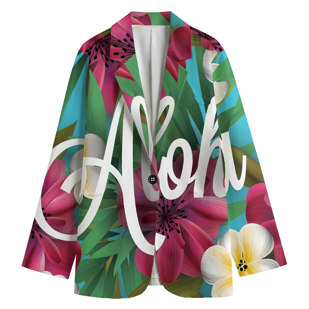 Tropical Flower Aloha Print Women's Cotton Blazer