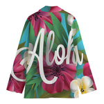 Tropical Flower Aloha Print Women's Cotton Blazer