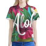 Tropical Flower Aloha Print Women's Polo Shirt