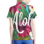 Tropical Flower Aloha Print Women's Polo Shirt