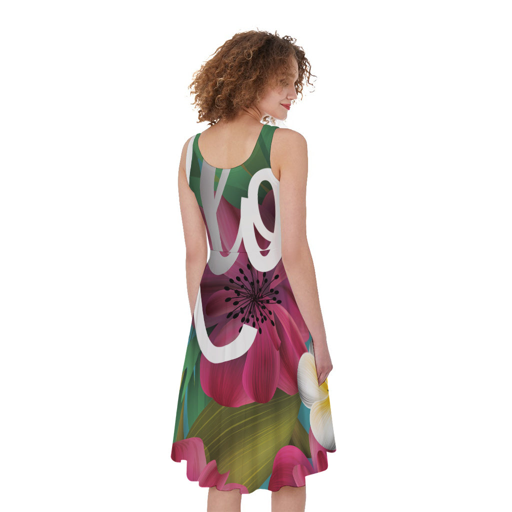 Tropical Flower Aloha Print Women's Sleeveless Dress