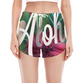 Tropical Flower Aloha Print Women's Split Running Shorts