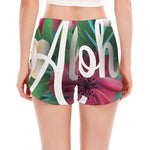 Tropical Flower Aloha Print Women's Split Running Shorts